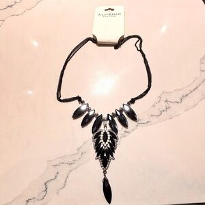 ALI KHAN Necklace Black and Silver Rhinestone Statement Necklace NEW WITH TAG